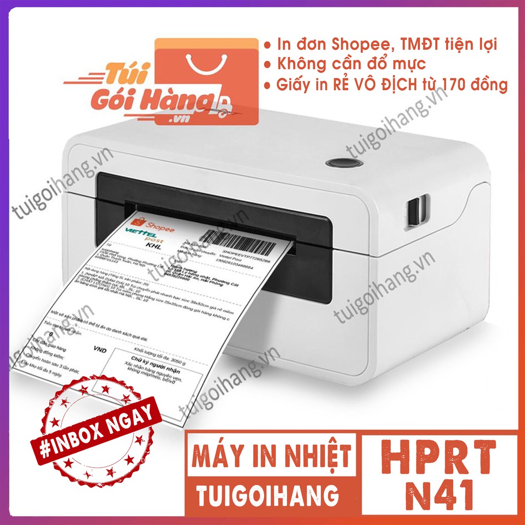 [CÓ BẢO HÀNH] Máy In Nhiệt In Đơn Hàng Shopee TMĐT HPRT N41 Giá Rẻ Nhất Shopee