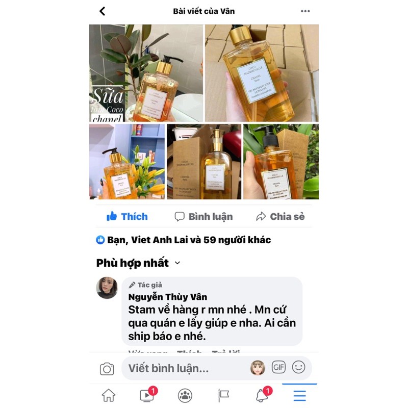 sữa tắm nước hoa coco