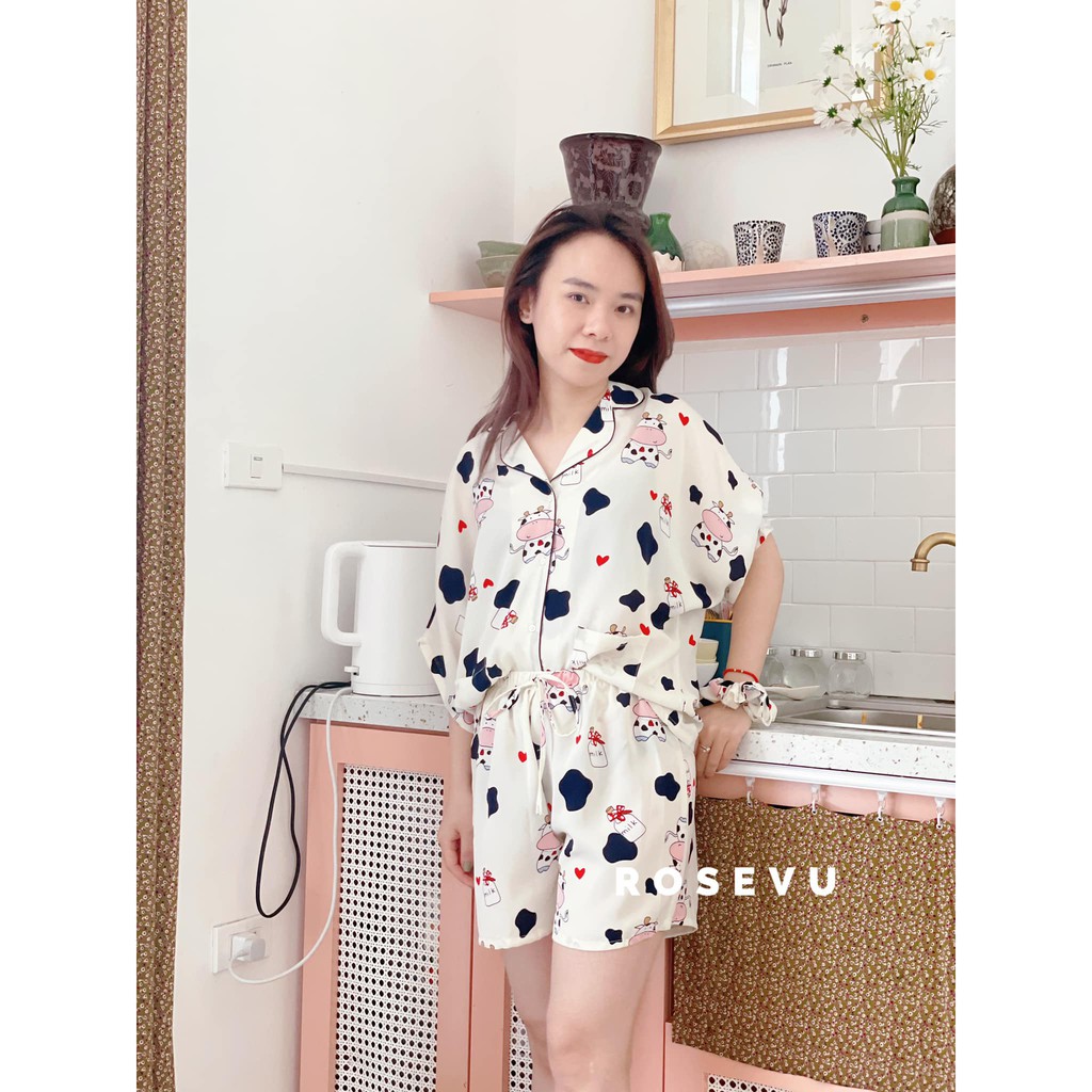 Bộ Pijama cao cấp mã BN666 vải lụa Mango (tặng kèm dây buộc tóc cùng màu) | BigBuy360 - bigbuy360.vn