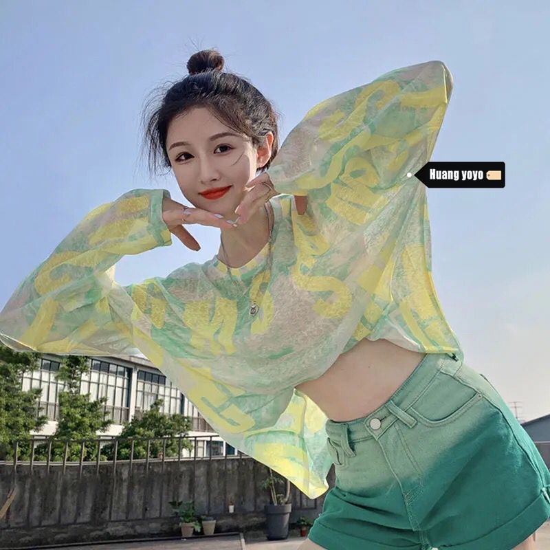 Áo thun dài tay cổ tròn thời trang Hàn Quốc cho nữ