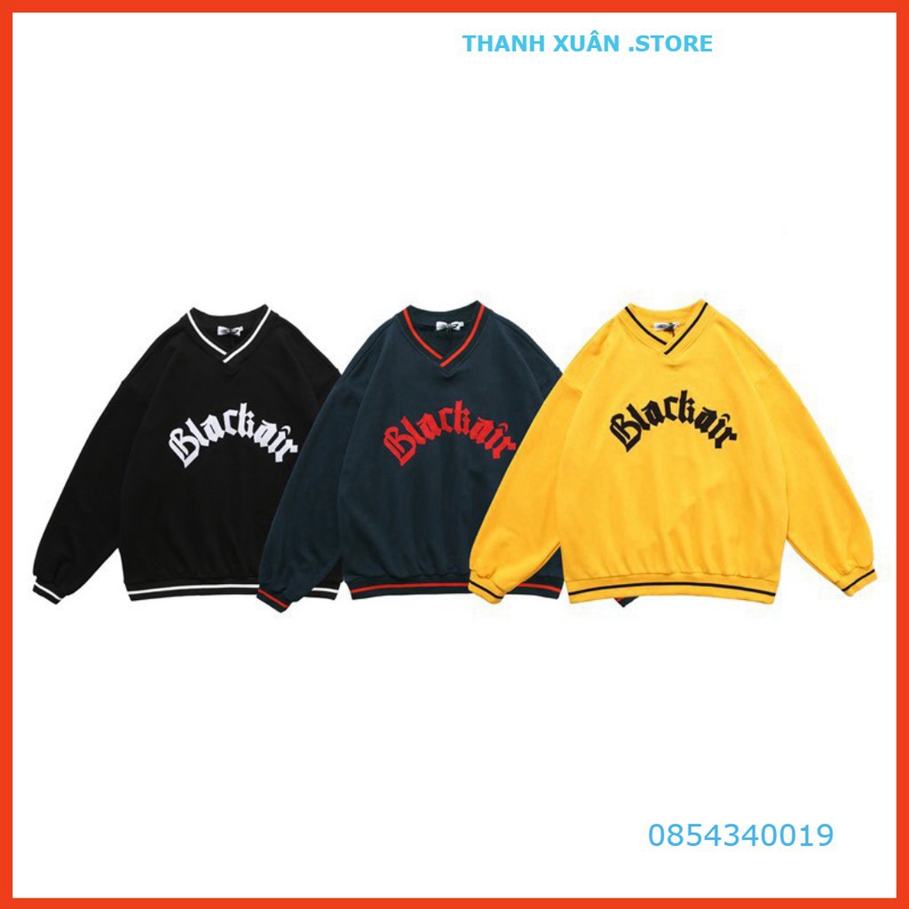 ÁO SWEATER NỈ BLACKAIR CỔ V VIỀN CỔ UNISEX VÀNG XANH ĐEN - ÁO NỈ TÀU BLACK AIR NAM NỮ ULZZANG THU ĐÔNG 2020 👗 💝 - TXSh