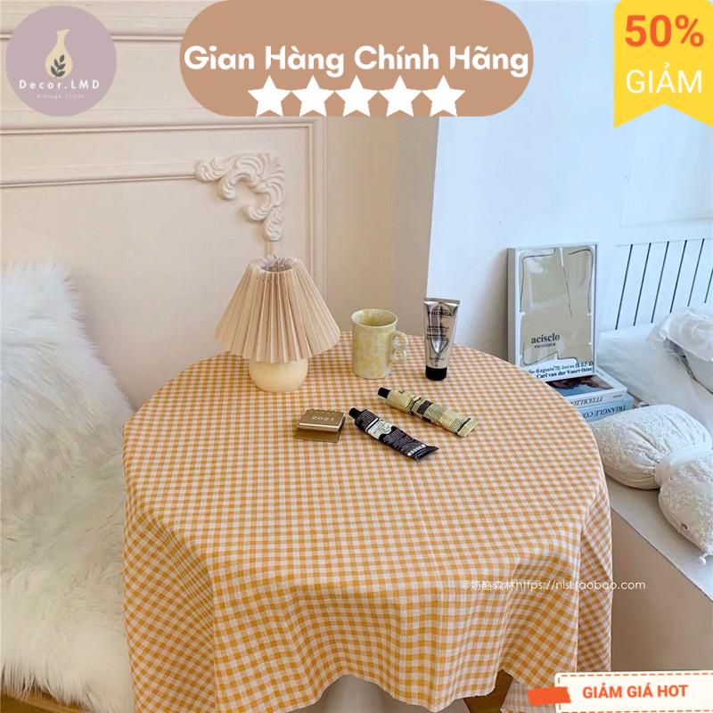 Khăn trải bàn kẻ caro cam, picnic, nền chụp ảnh sản phẩm