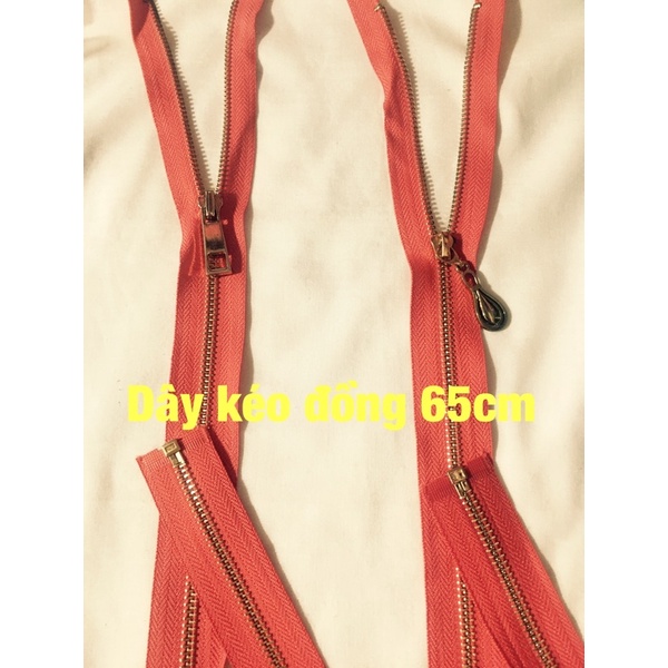 dây kéo đồng màu đỏ hồng 65cm thay khoá áo khoác áo da túi xách balo xịn