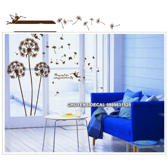 Decal dán tường - Bồ Công Anh Nâu mới