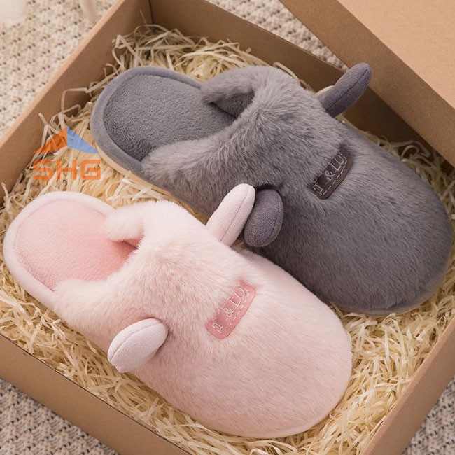 (SỪNG NAI) Dép lông nam nữ cao cấp đi trong nhà văn phòng thời trang, dép bông đế cao su nhẹ chống trơn trượt
