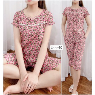 Bộ lửng hoa lụa mặc nhà, đồ bộ mặc nhà, bộ mặc nhà nữ, đủ size theo số đo