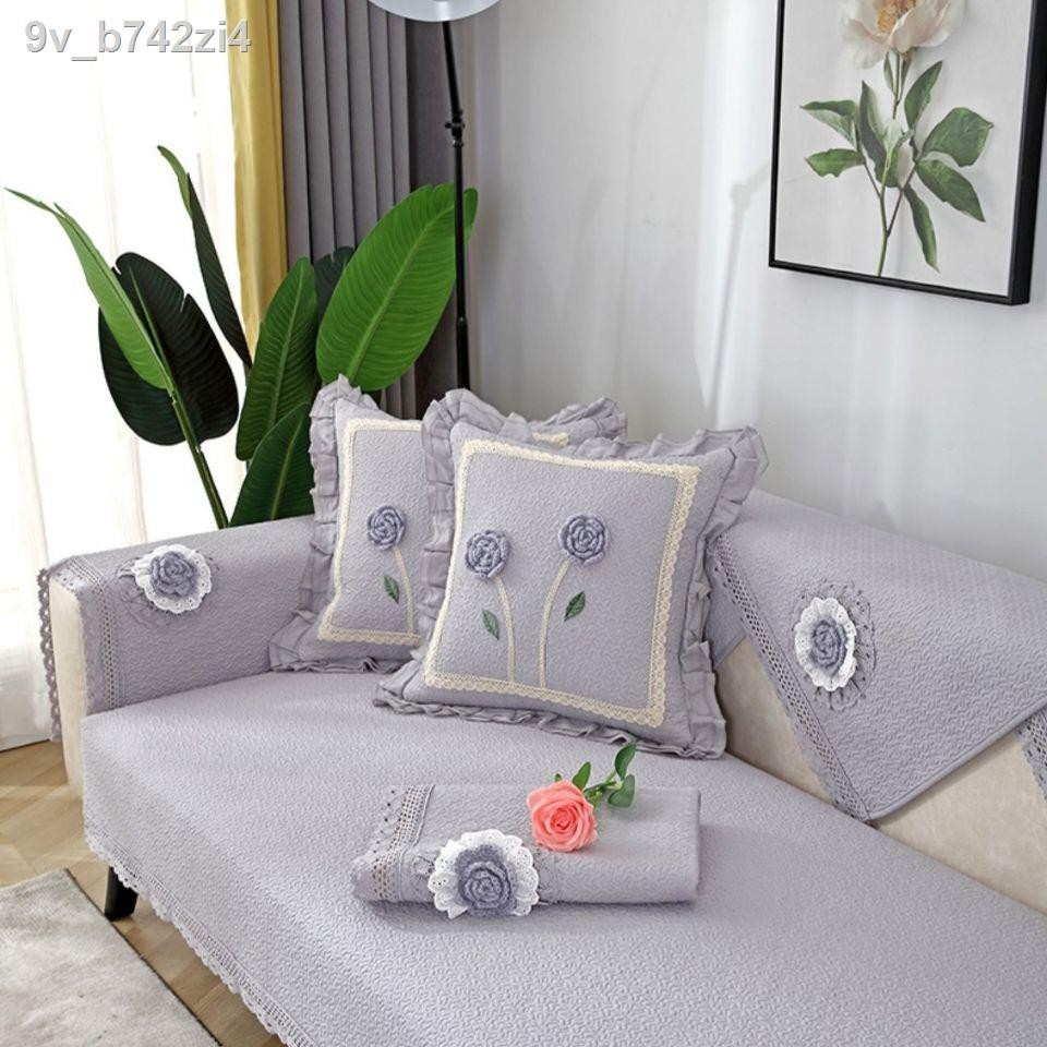 hoa lụagiấy dán tường phòng✲✗Thời trang Hàn Quốc đệm sofa bông ép đa năng chống trượt bốn mùa Bắc Âu đơn giản hiện