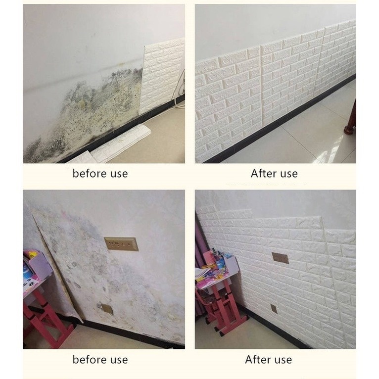 Miếng dán tường giả gạch 3D chống thấm nước trang trí nhà cửa DIY