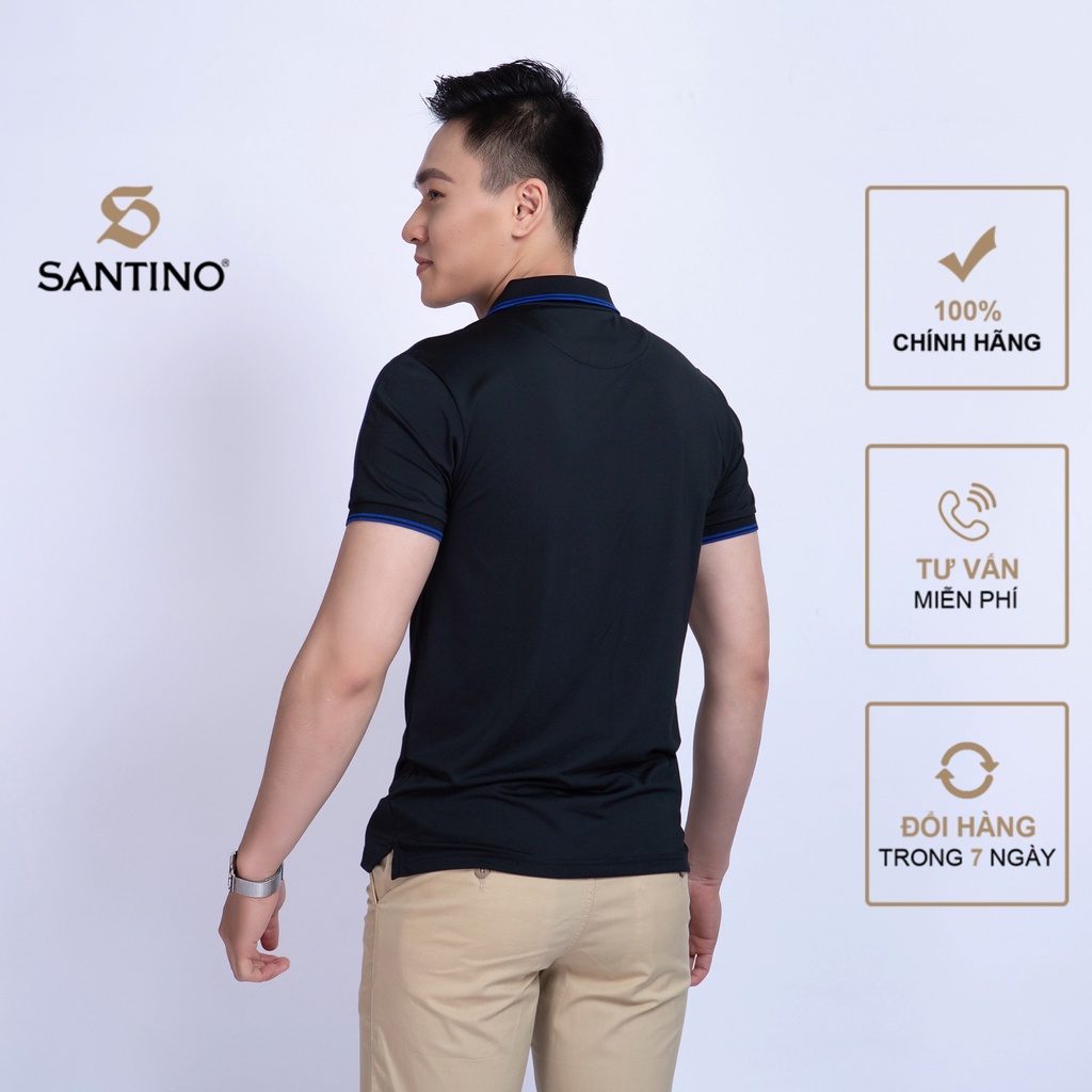 Áo Polo thể thao nam Vải Cá Sấu SANTINO cao cấp chống nhăn, form ôm nhẹ, thích hợp giặt máy, kháng tia UV - B858