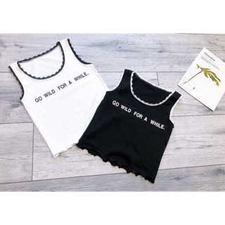 Áo croptop sát nách chữ nhỏ- Áo croptop hai dây - Áo croptop mùa hè