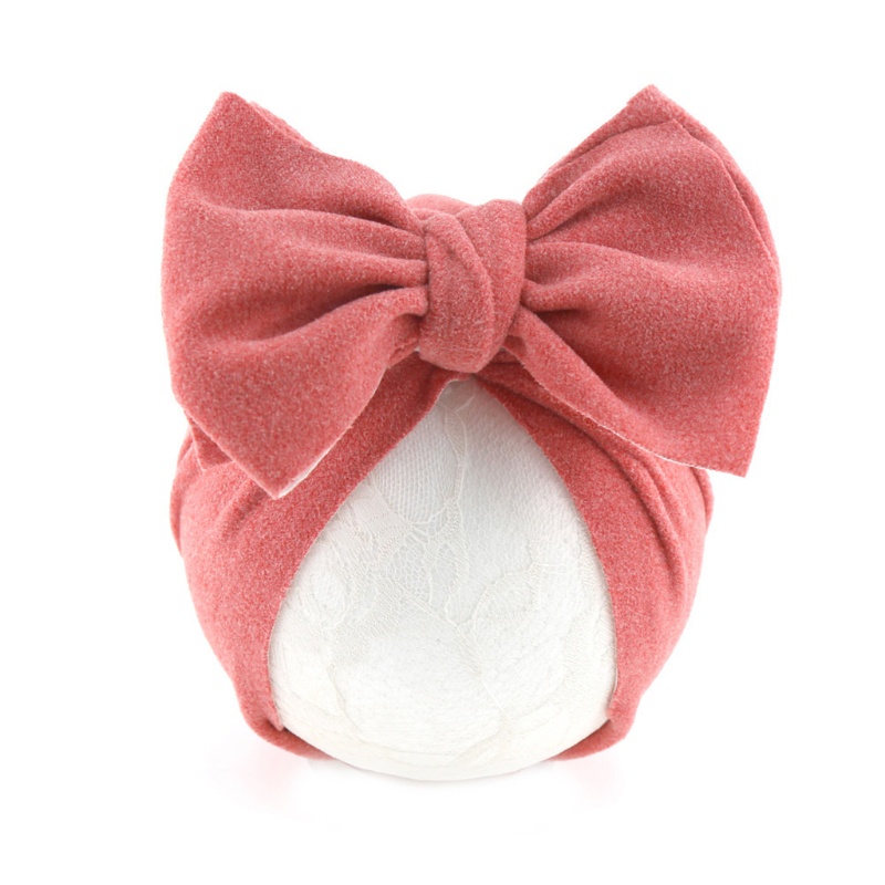 Mũ turban thắt nơ lớn màu trơn kiểu dáng dễ thương cho bé sơ sinh