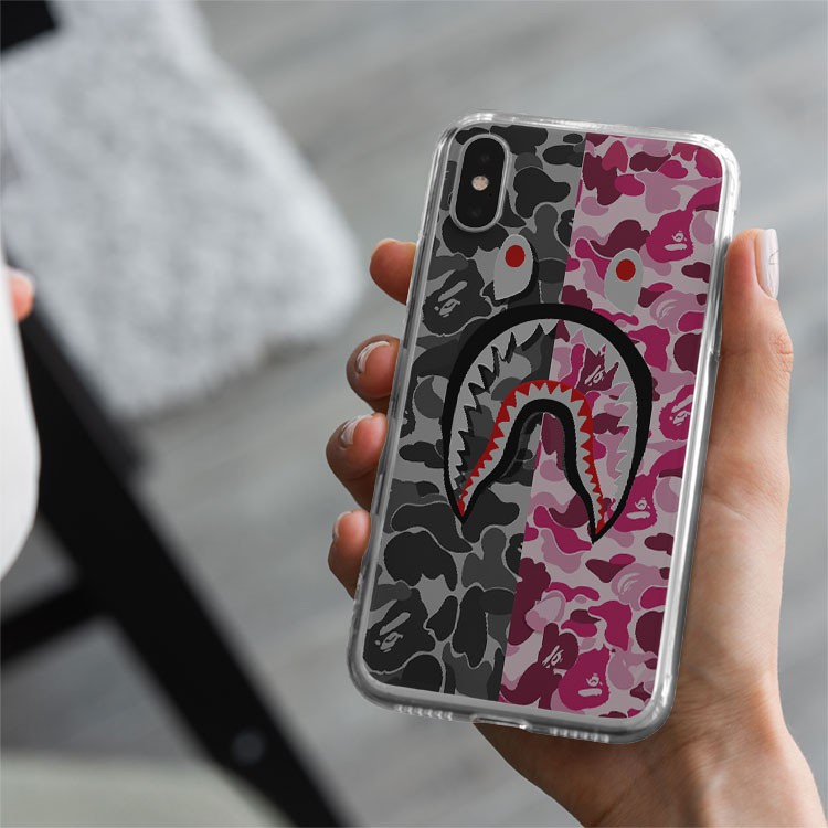 Ốp Lưng Bape Shark  Black and Pink  cho Iphone 5 6 7 8 Plus 11 12 Pro Max X Xr PLQPOD00686