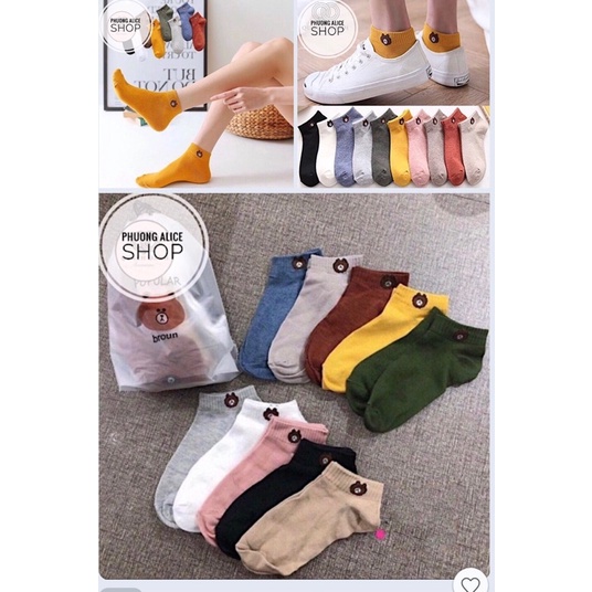❌FREE SHIP❌Combo đôi tất gấu cổ ngắn hoạ tiết dễ thương có video thật.