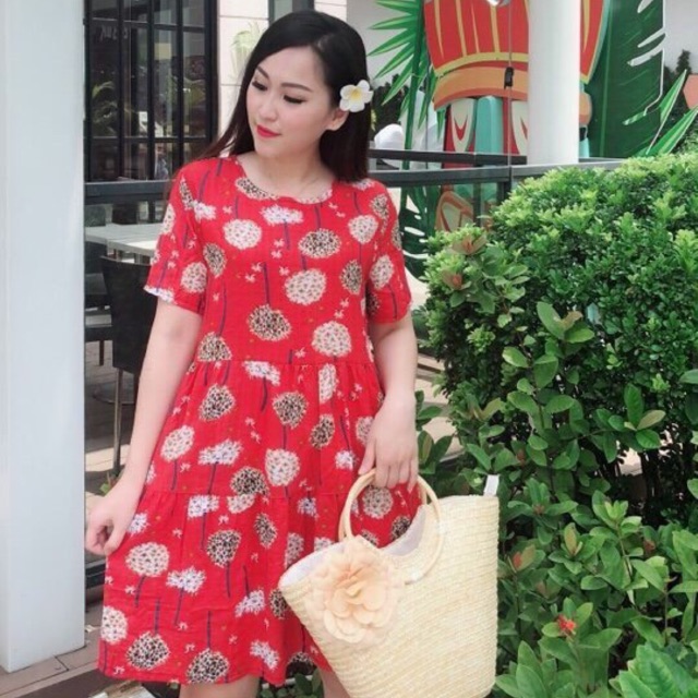 Váy hoa đũi