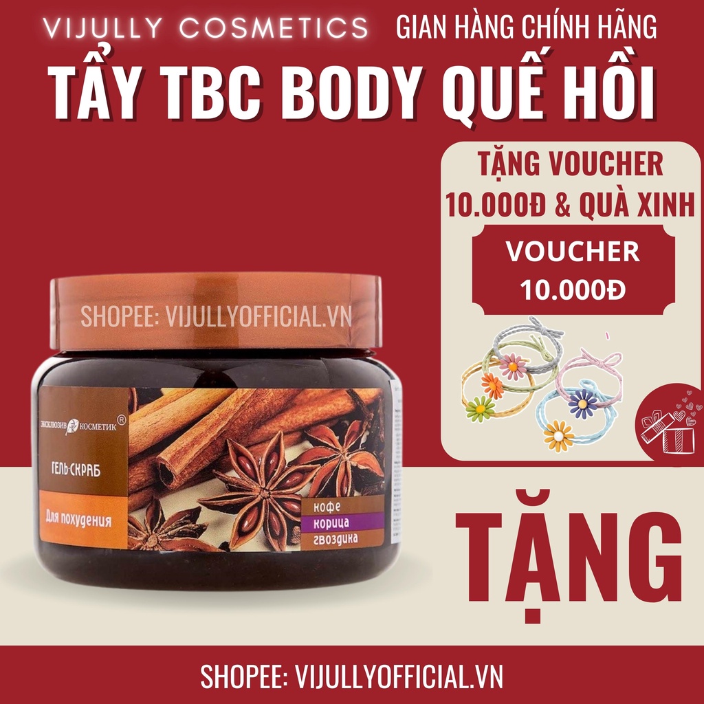 Tẩy tế bào chết body quế hồi Nga chính hãng, trắng mịn, sạch da