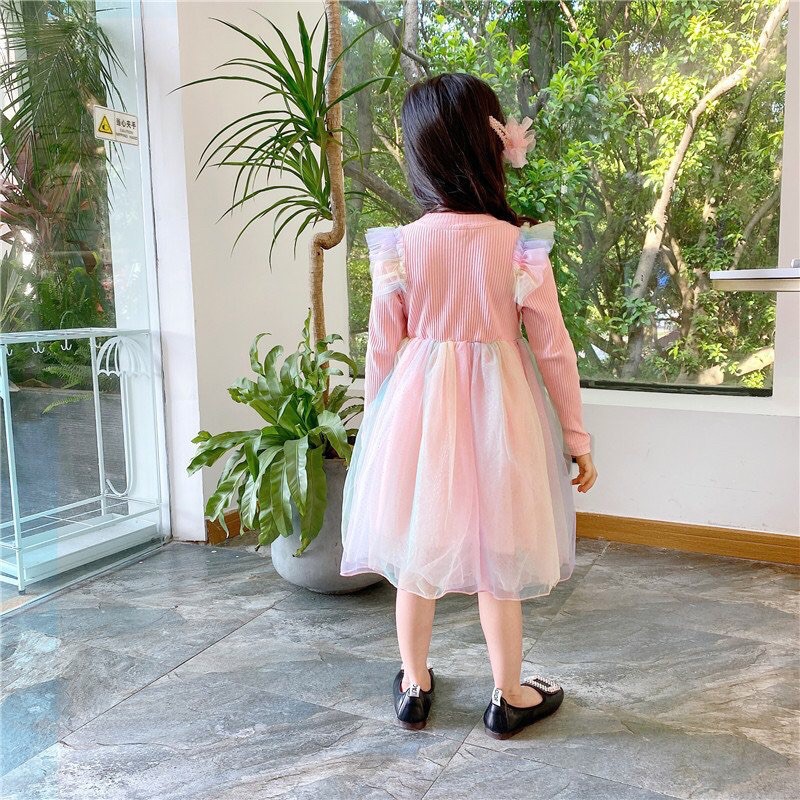 Váy len phối voan đính kim sa cho bé