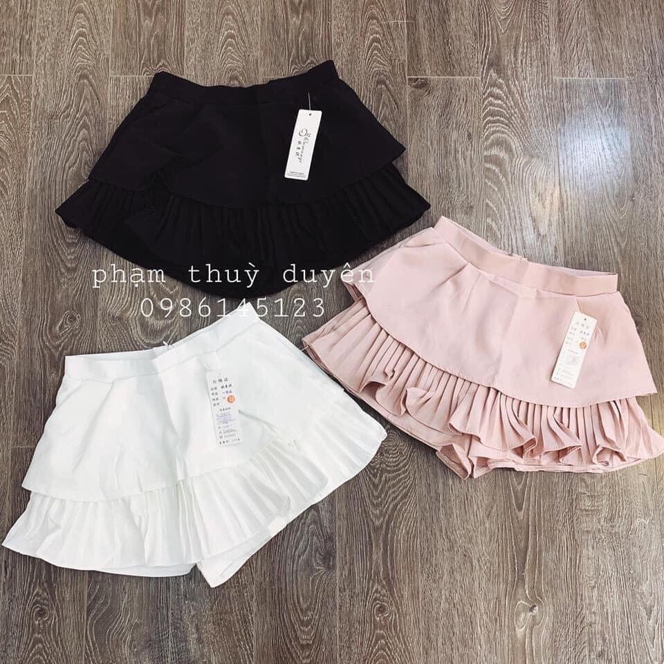 Chân váy xếp ly 2 tầng, chân váy ngắn cạp cao tôn dáng/ có quần trong / Có túi chuẩn quảng châu