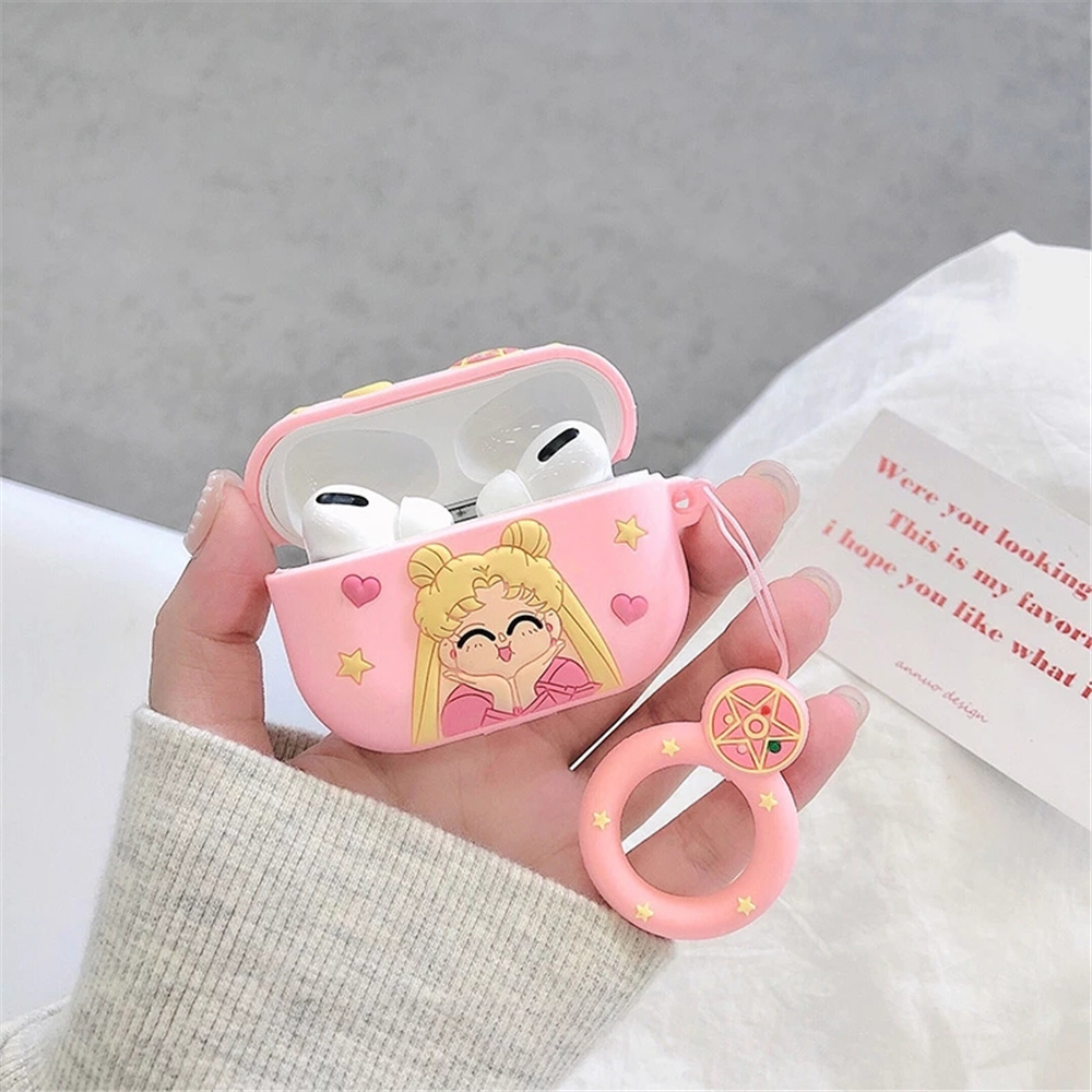 SAILOR MOON SAILOR MOON Vỏ Đựng Bảo Vệ Hộp Sạc Tai Nghe Airpods 1 / 2 Pro Hình Thủy Thủ Mặt Trăng