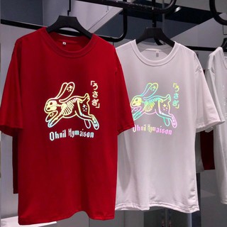 Áo thun áo phông tay lỡ nam nữ Unisex phản quang THỎ 7 màu THE 1996