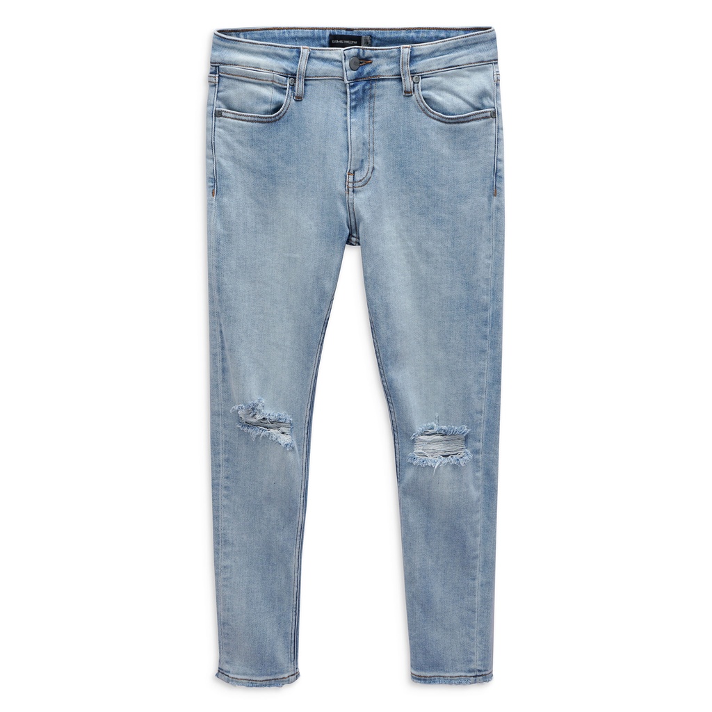 Quần Jean Nam Skinny Rip Green Tag Blue , Chất Cotton Pha Spandex Thoải Mái , QJ004071,SOMEHOW