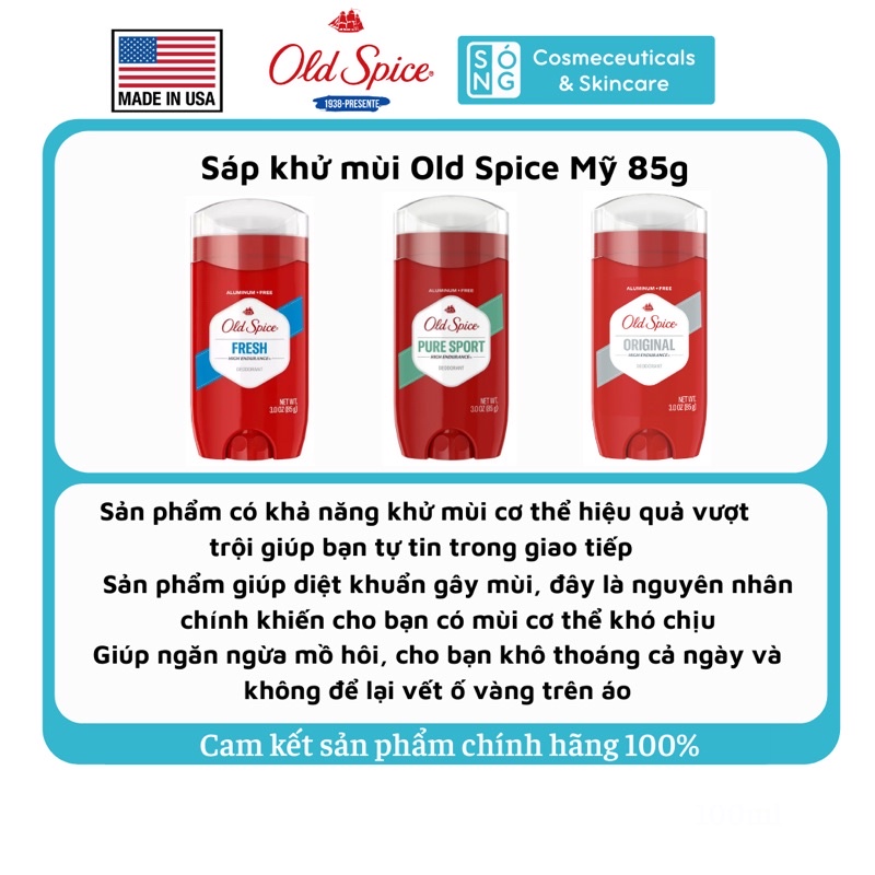 [AUTH] Sáp Khử Mùi Old Spice Pure Sport Dành Cho Nam Mẫu Mới