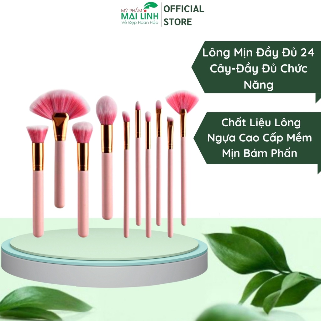 Bộ Cọ Trang Điểm Chuyên Nghiệp, Cọ Trang Điểm Cá Nhân Hàn Quốc Đầy Đủ Chức Năng - Lông Mịn Đầy Đủ 24 Cây