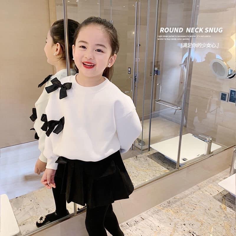 Áo nỉ phối nơ cho bé