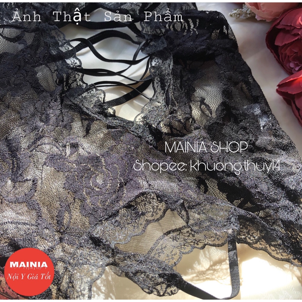 [Tặng Chíp] Bộ Đồ Ngủ Ren Lọt Khe Hở Đáy Xuyên Thấu Sexy Gợi Cảm Màu Đen Mainia Shop