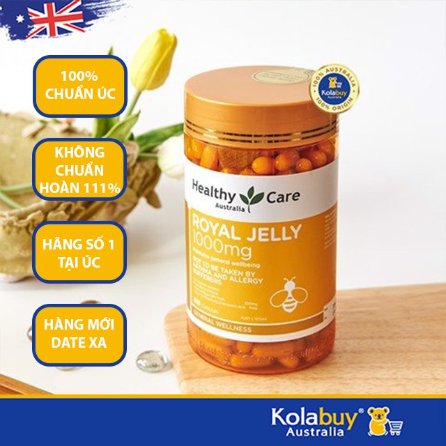 Viên uống sữa ong chúa của Úc Healthy Care Royal Jelly 1000 365 viên