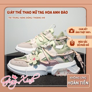 Giày thể thao nữ đế cao tag hoa đào, giày thể thao sneakes nữ siêu xinh hot trend 2021 mã M004