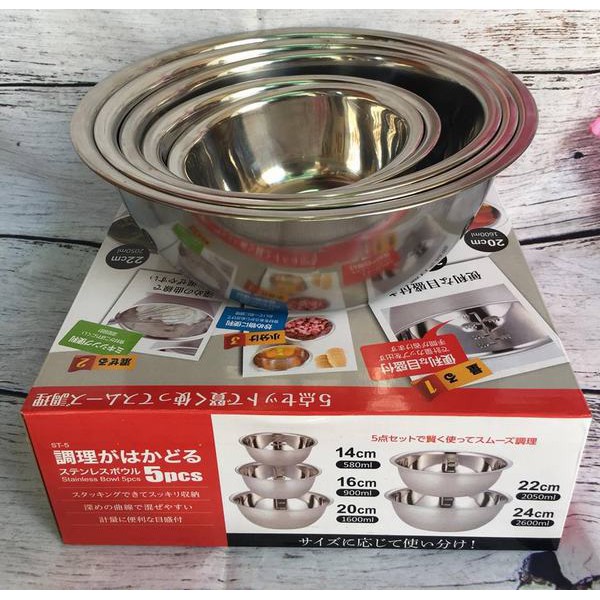 Set 5 tô inox cao cấp Hàng Nhật Chính Hãng