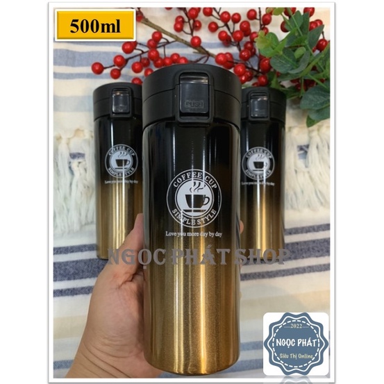Bình giữ nhiệt, bình coffee Inox 2 lớp SUS 304 nắp bật tiện dụng 500ml