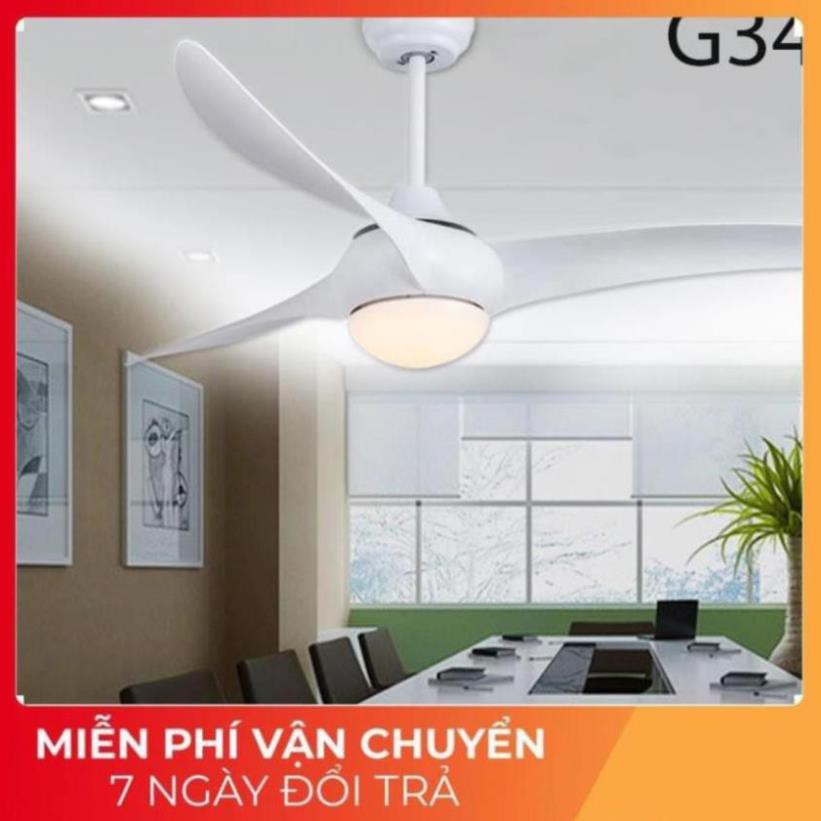 Quạt trần trang trí, quạt đèn 3 cánh cao cấp G34 phòng khách, phòng bếp, bàn ăn-kèm điều khiển từ xa-bảo hành 2 năm