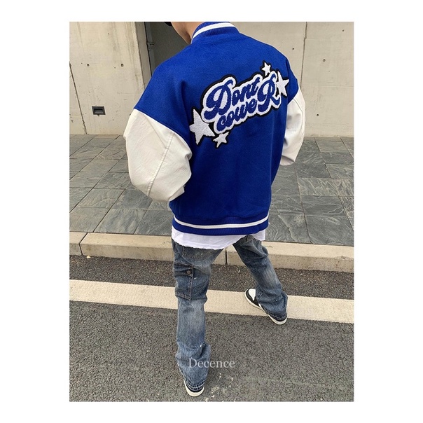 |ORDER - ẢNH THẬT| (3 màu) Áo Khoác Bomber Varsity 𝐃𝐨𝐧𝐭𝐜𝐨𝐰𝐞𝐑 nỉ dạ ép phối tay da
