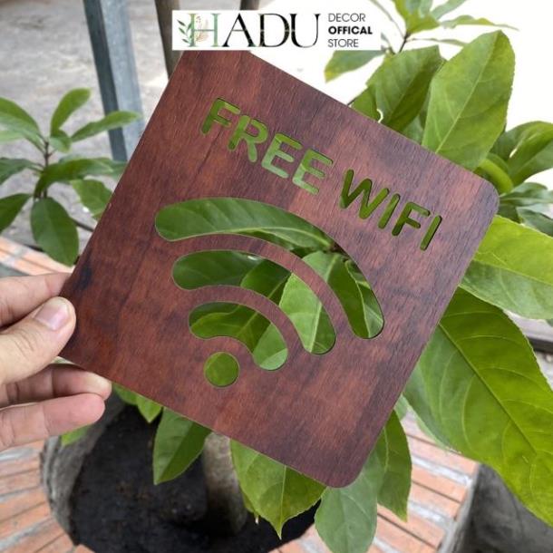 Bảng Gỗ Decor Free Wifi trang trí quán Cafe Homestay - HaduDecor