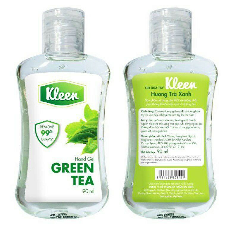 Gel rửa tay khô Kleen hương xoài/lavender/trà xanh 90ml