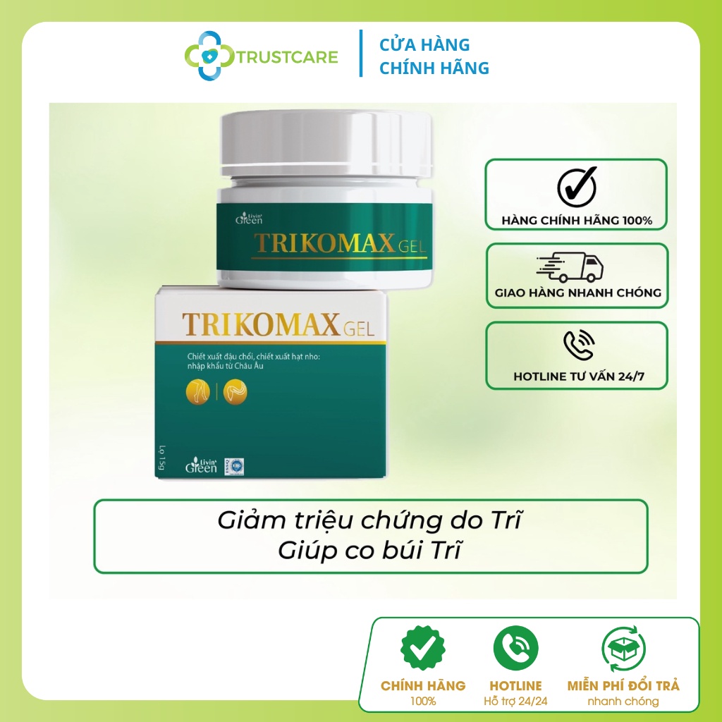 Gel bôi trĩ Trikomax , Hỗ trợ Giảm Triệu Chứng bệnh Trĩ, Xoa dịu búi trĩ, làm teo trĩ