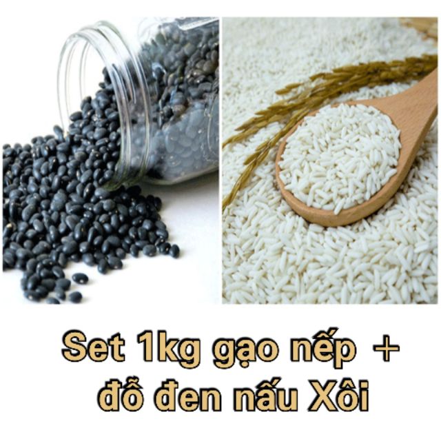 Set 1kg gạo nếp cái hoa vàng + đỗ đen nấu xôi