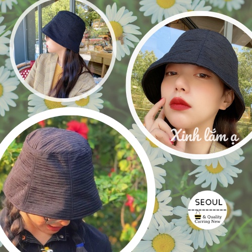 Nón bucket cao cấp ( loại 1) 100% Cotton chống nắng, siêu nhẹ, mũ bucket vải xô thoáng mát Hotrend hè 2021
