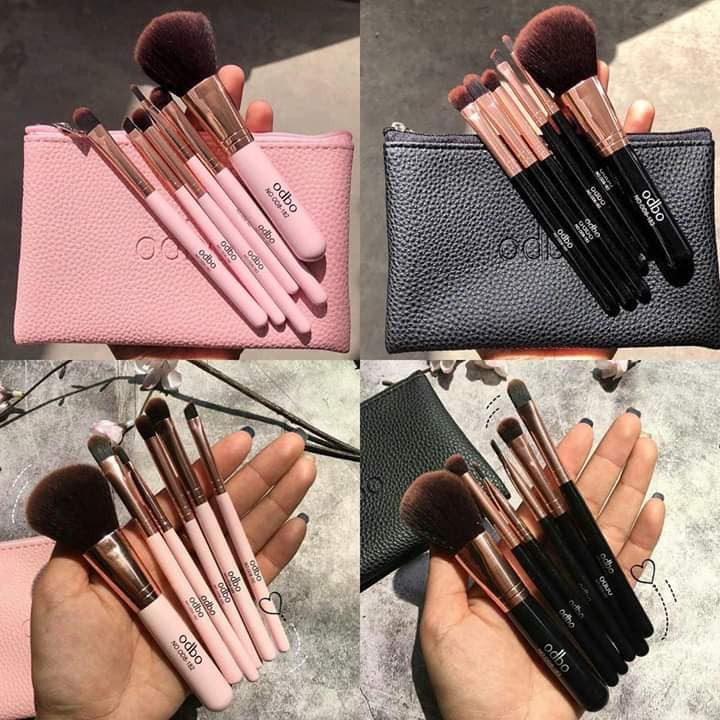 Bộ Cọ Trang Điểm Cá Nhân 6 Cây Kèm Túi Odbo Perfect Brush Beauty Tool Màu Đen