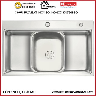 Chậu rửa bát/chén inox 304 konox european sink kn7548so 1 hố - full set kèm siphon, colander