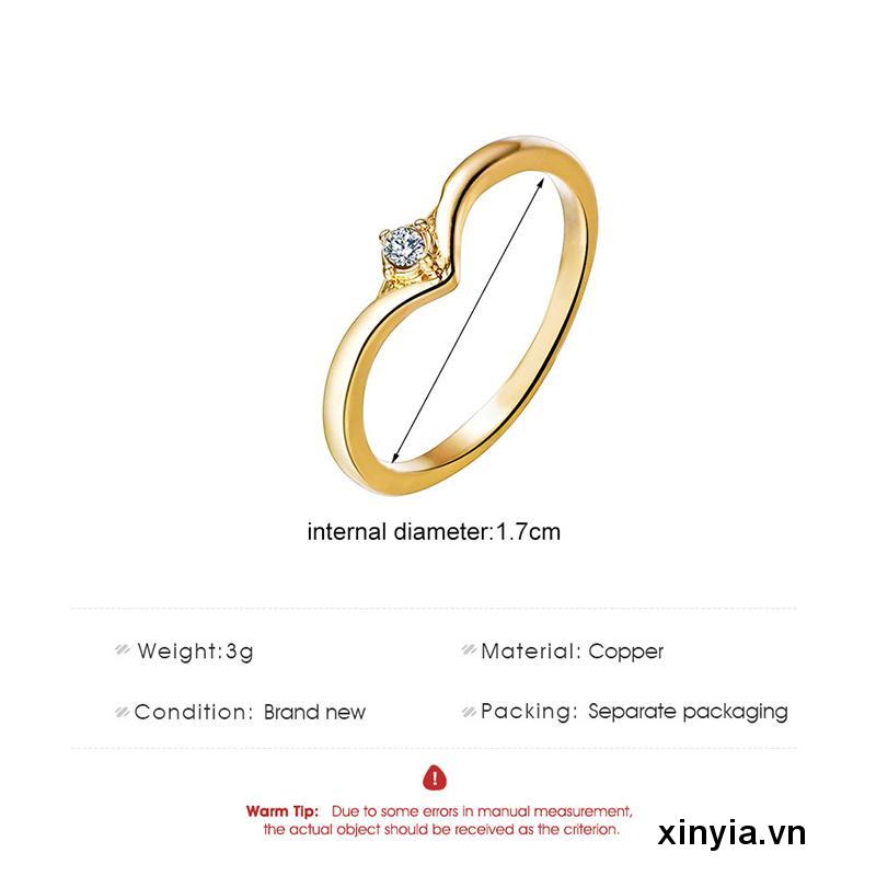 Nhẫn Thời Trang Bằng Thép Titan Màu Vàng/ Bạc Đính Đá Pha Lê Cho Nữ