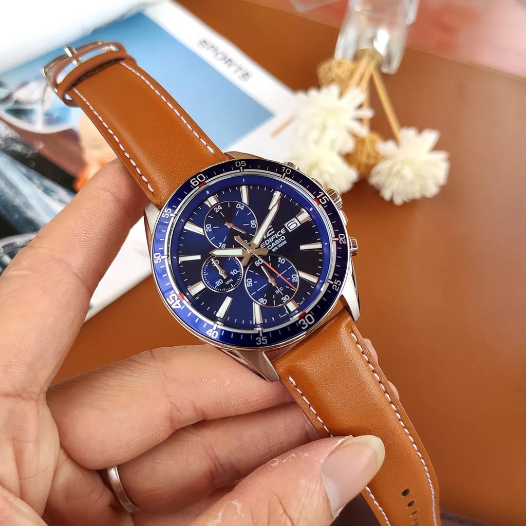 [Mã FARSBR243 giảm 15% đơn 249K] Đồng hồ nam dây da chính hãng Casio EDIFICE EFR-546L-2AVUDF