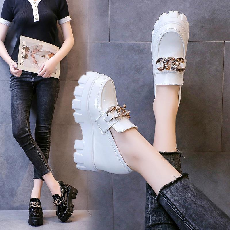 Giày Lười Da Bóng Đế Dày Thời Trang Cho Nữ