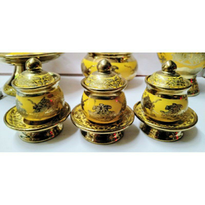 Bộ sứ thờ 3D vàng rồng gồm 3 bát hương
