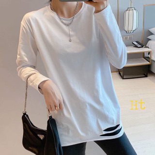 Áo thun dài tay rách gấu