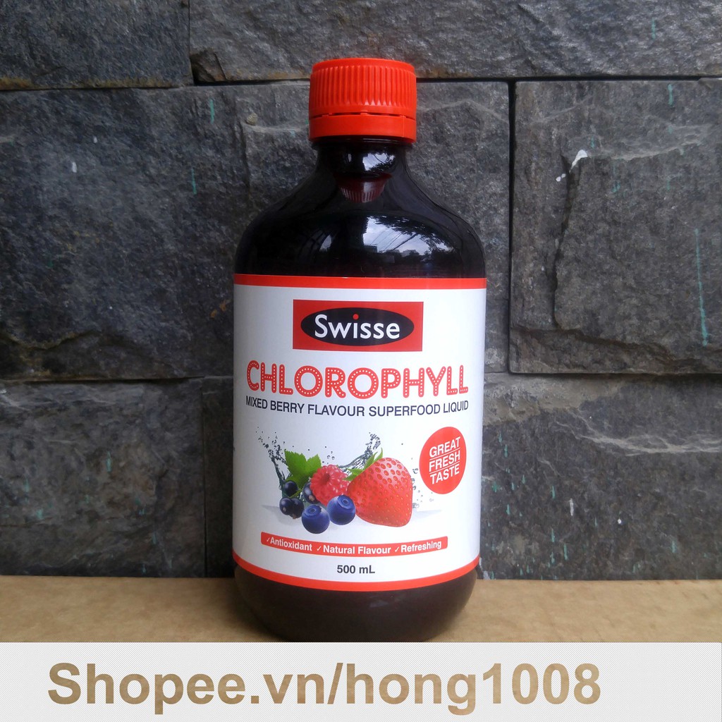 Nước uống diệp lục vị dâu Swisse Chlorophyll 500ml - Mix Berry Flavour Superfood Liquid