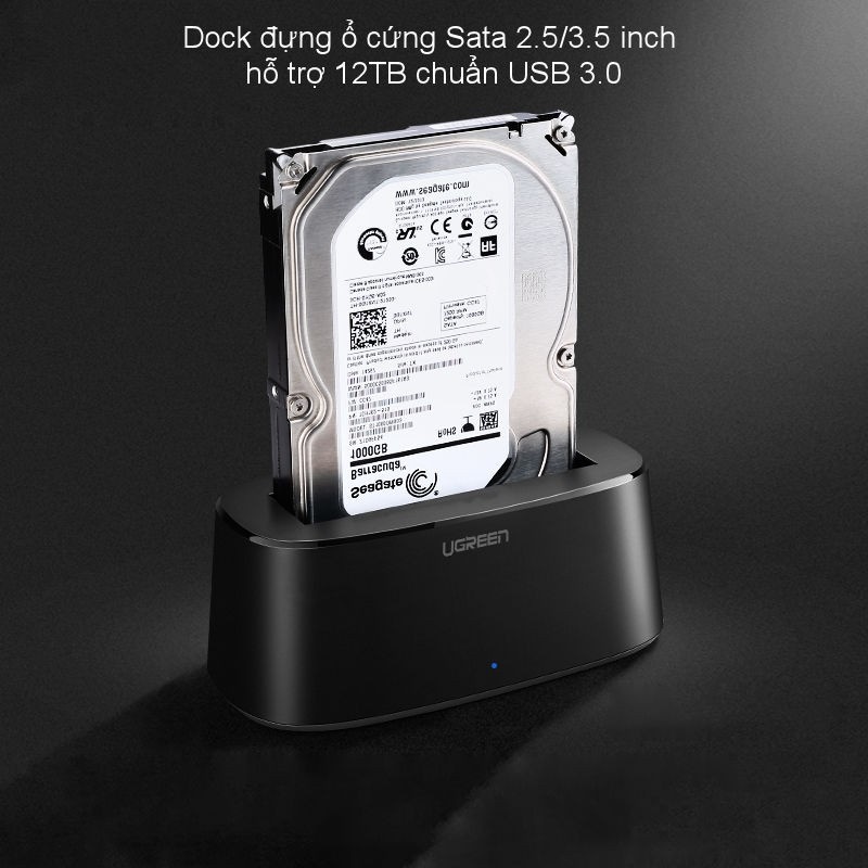 HDD Docking Ugreen 50740 Hộp đựng ổ cứng Sata 2.5/3.5inch hỗ trợ 12TB chuẩn USB 3.0 cao cấp - Sản phẩm chính hãng