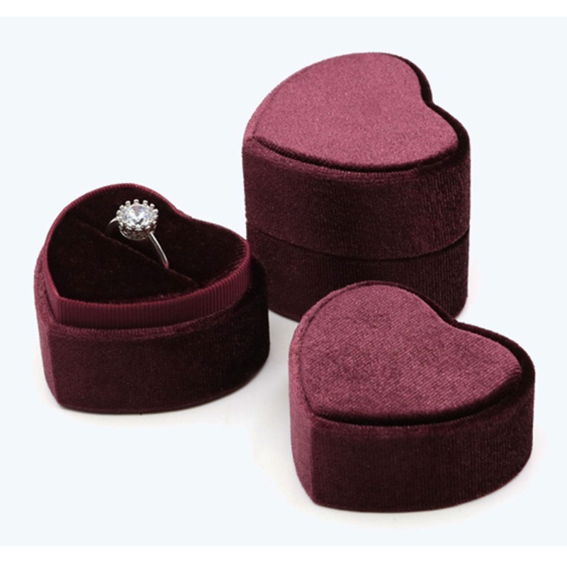 Hộp Đựng Nhẫn 1 / 2 Tầng Hình Trái Tim Màu Xám / Hồng / Đỏ Đậm Siêu Tinh Tế