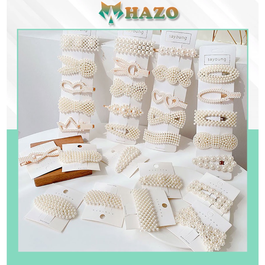 Kẹp Tóc Nhiều Kiểu Hot Trend Pk100 Đính Hạt Ngọc Nhân Tạo Cực Đẹp - Hazo